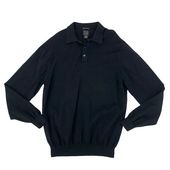 Jos. A. Bank Polo Sweater Mens XL Extra Large Black Long Sleeve Soft Pima Cotton - Picture 1 of 7